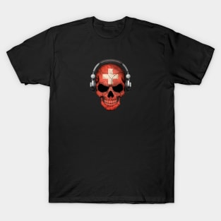 Dark Skull Deejay with Swiss Flag T-Shirt
